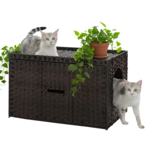 Rattan Cat Litter Box Enclosure